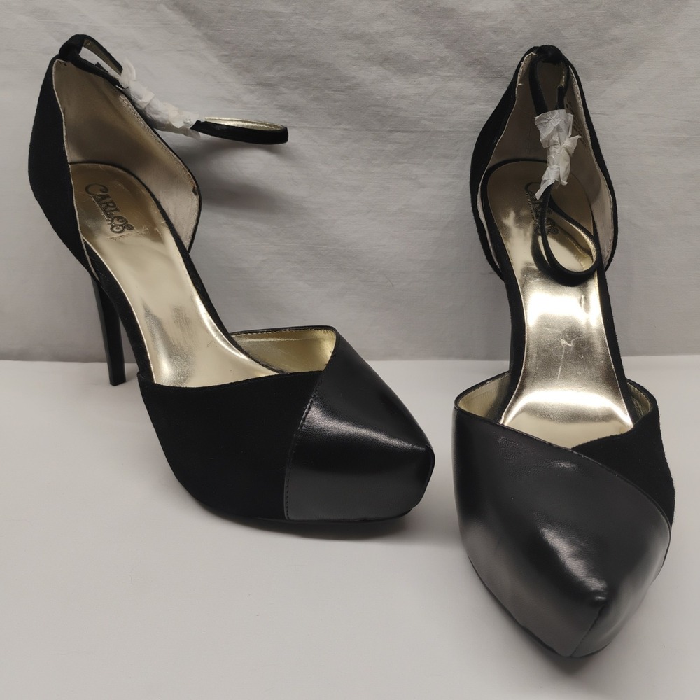 Carlos Santana NOS Vintage Black Stiletto Heels Closed Toe Pumps Minor Flaw Shoe